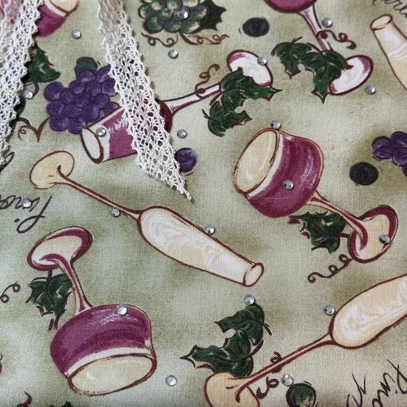 Vintage Stein Mart Wine Canvas Embellished Rhinestone Shoulder Bag Purse Green - Picture 2 of 13